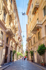Naklejka premium Beautiful street with ancient buildings in the center of Milan, Italy