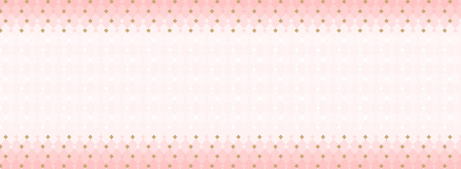 Cute abstract seamless pattern. Template for banner, business card, invitation (little princess party) Girlish sweet pastel background. Trendy geometric wallpaper. Magic pink white with golden rhombus © Alona Khadzhyoglo