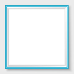 Picture frame on the wall square realistic vector blue