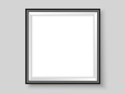 Picture frame on the wall black square realistic vector