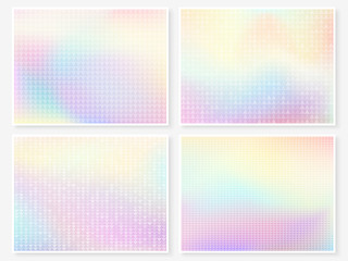 Hologram wallpaper set pastel multicolor blurs triangles