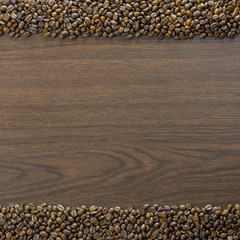 Obraz premium Frame of coffee beans - two rows