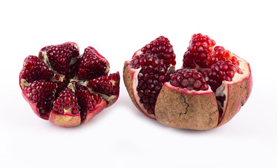 fresh pomegranate isolated onblack background close-up