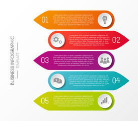 Template of multicoloured infograhic with icons and options. Vector.