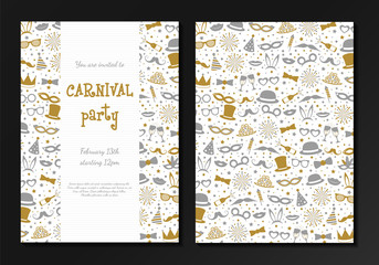 Carnival Party - layout of invitation. Vector.