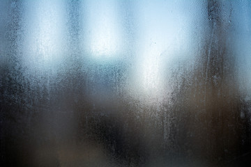 wet misted glass.close up, selective focus, blurred background