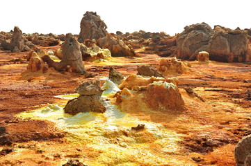 Fototapeta na wymiar The striking colors of Dallol volcano (Ethiopia)