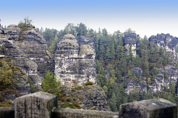 Fototapeta na wymiar Bastei rock formation in Saxon Switzerland National Park, Germany