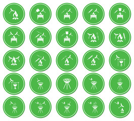 Set of grilled sausage icon. Vector illustration