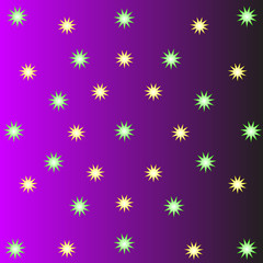 yellow and green stars on a lilac background