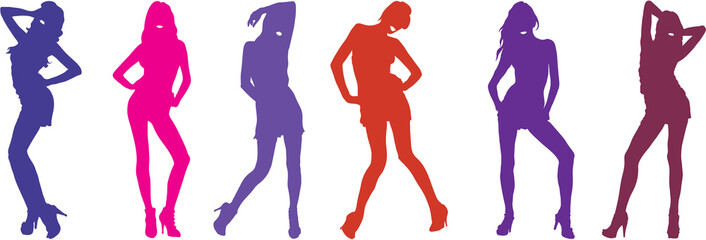 posing models girls silhouettes