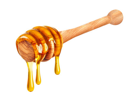 honey dripping isolated on white background