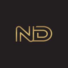 initial letter logo line unique modern, gold color