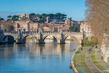 Fototapeta na wymiar View from Umberto I Bridge in Rome on a sunny morning.