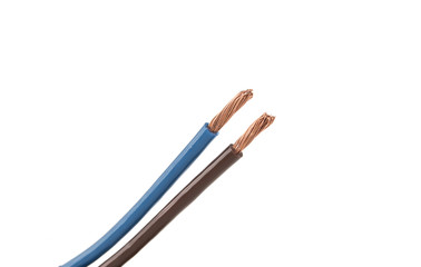 blue and brown two wires on a white background
