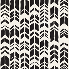 Vector seamless freehand pattern. Doodle monochrome print hand drawn chevron texture. Trendy graphic design.