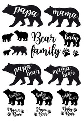 Mama bear, papa bear, baby bear, vector set - 191243583