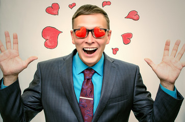 Love at first sight. Fall in love concept. Womanizer man. Man admires of beautiful girl.