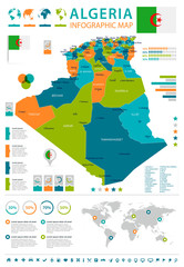Algeria - infographic map and flag - Detailed Vector Illustration