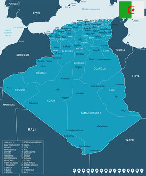Algeria - map and flag - Detailed Vector Illustration