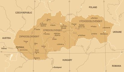 Fototapeta na wymiar Slovakia Map - Vintage Detailed Vector Illustration