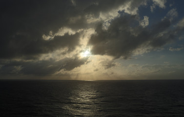 Cloudy sunset over the Caribbean Ocean