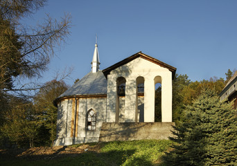 Bell tower of Church of St. Paraskeva in Lipa. Podkarpackie Voivodeship. Poland