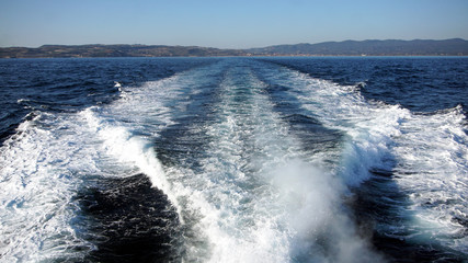 The track after the boat