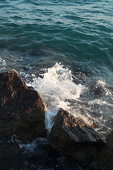 Sea wave break on stone,aegean