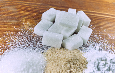 Different kinds of sugar on the table