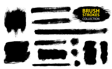 Set of black paint, ink, grunge, dirty brush strokes. 