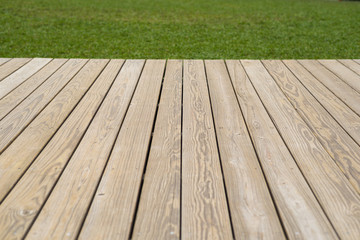 wood deck and grass background - 191248372