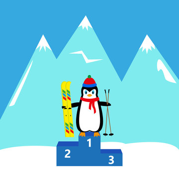 penguin skier Winner Champion