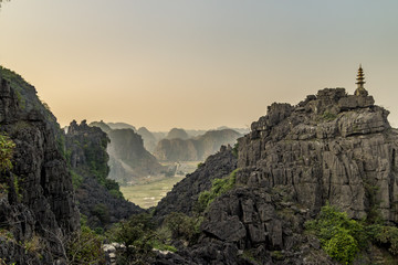 Fototapeta na wymiar Beautiful sunset view on the hills of Ninh Binh, Vietnam