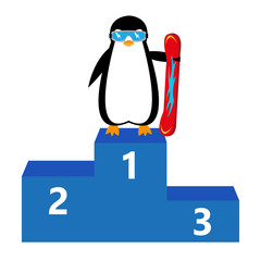 penguin snowboarder winner champion