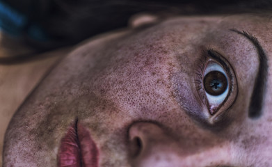 The girl in the mud. Close up. The concept of battle, struggle