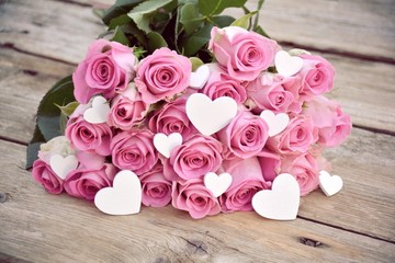 Grußkarte - Blumenstrauß - rosa Rosenstrauß