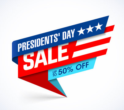 Presidents' Day Sale banner design template, big sale, special offer, up to 50% off