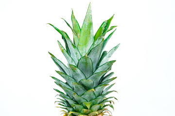 Ripe whole pineapple isolated on white background