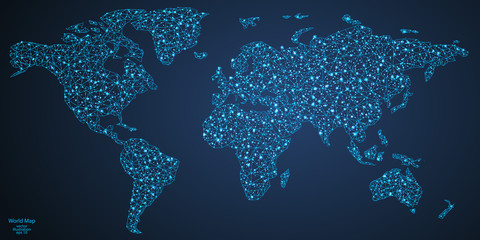 World map made of lines and triangles, the connection point of the network. Vector Illustration eps 10.