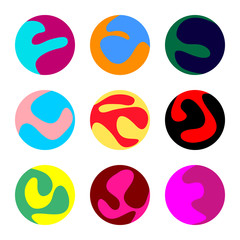 Set of nine colorful balls with different patterns - Eps10 vector graphics and illustration