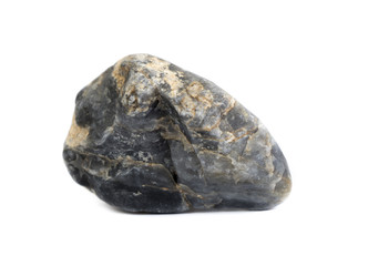 Black flint stone isolated on white background