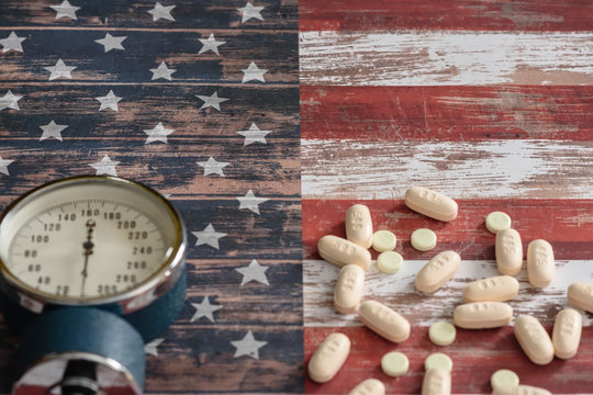 Blood pressure and pain medication with space for text