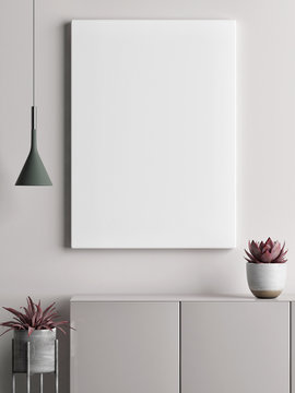 Mock up poster minimalism concept design, pastel colors, 3d render, 3d illustration