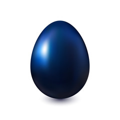 Dark blue Easter Egg on a white background with a light shadow