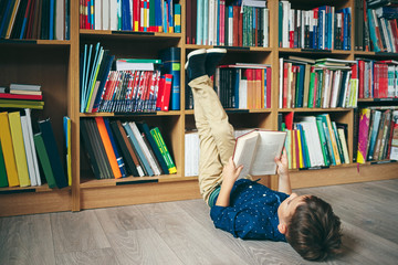 Boy in library