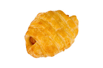 Sausage croissant isolated on white background.