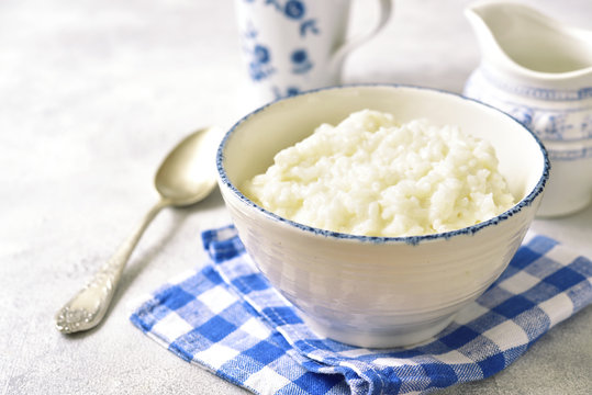 Rice porridge or pudding for a breakfast.