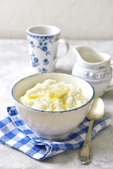 Rice porridge or pudding for a breakfast.