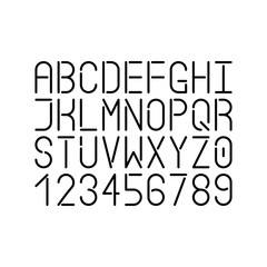 Modern single line font. Vector uppercase letters and numbers. Infographic and futuristic design.